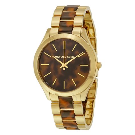 michael kors tortoise gold tone watch|mk4284 women's watch.